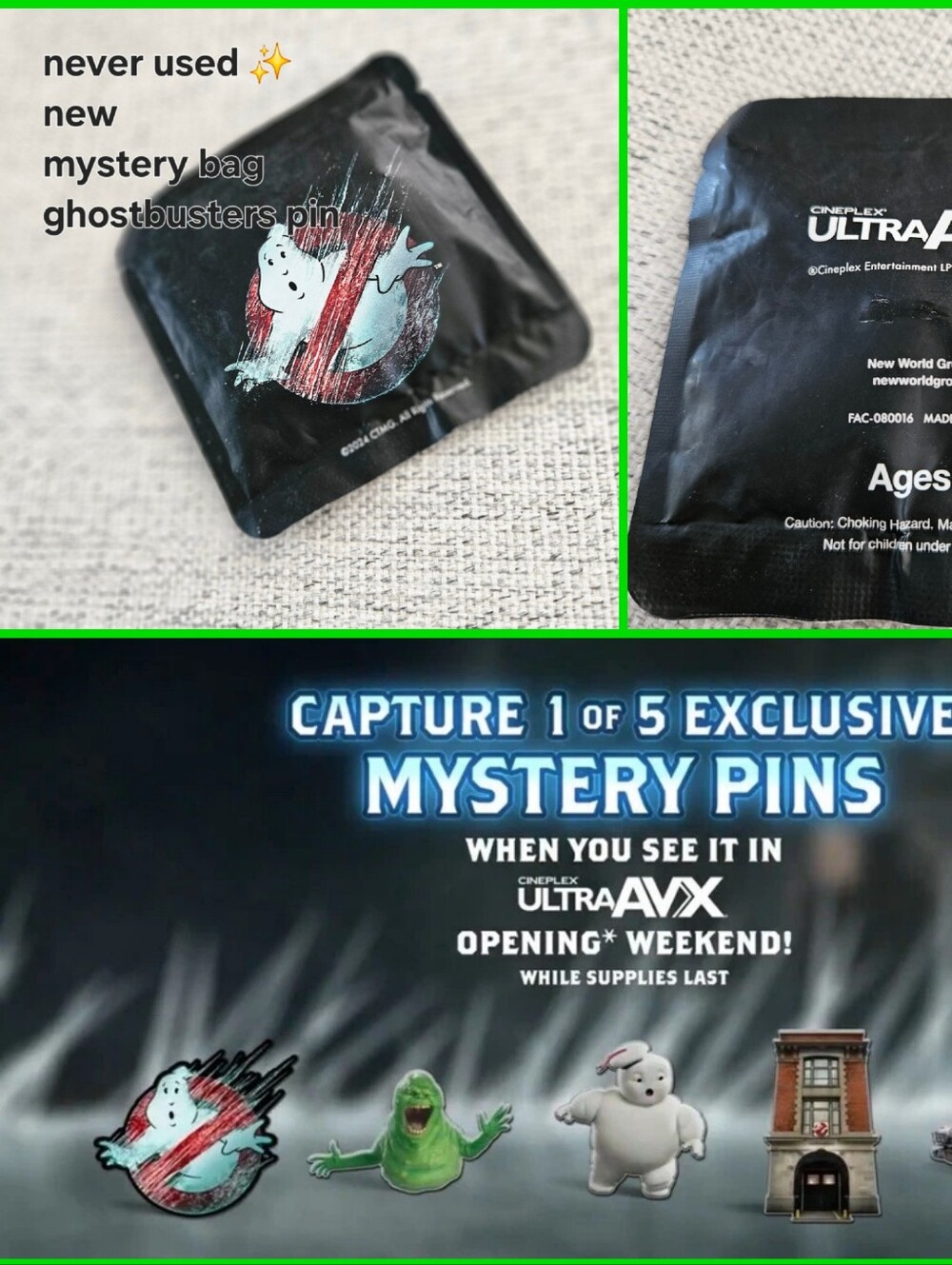 Official Ghostbusters Black Mystery Bag with Ghostbusters Logo Pin